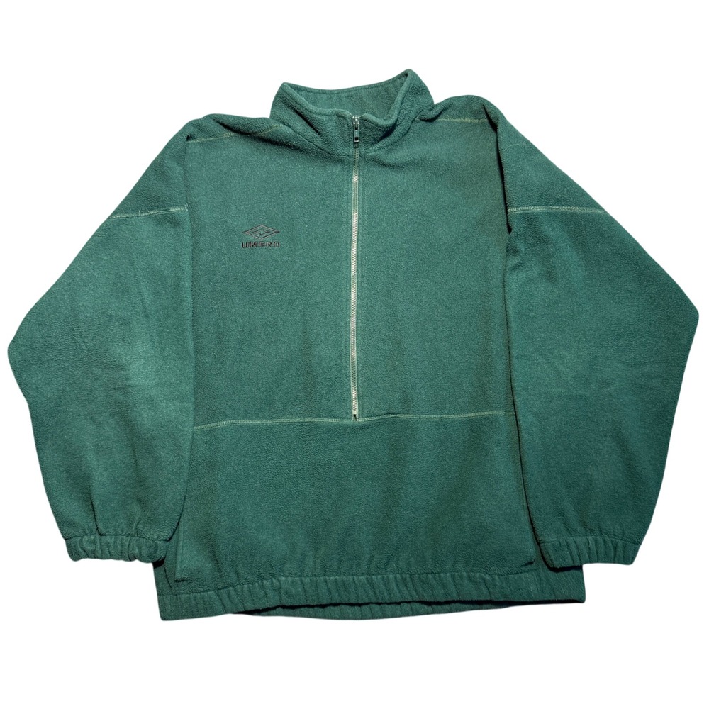 Vintage 90s Umbro Fleece Green Quarter Zip Pullover Mens XL Relaxed Fit